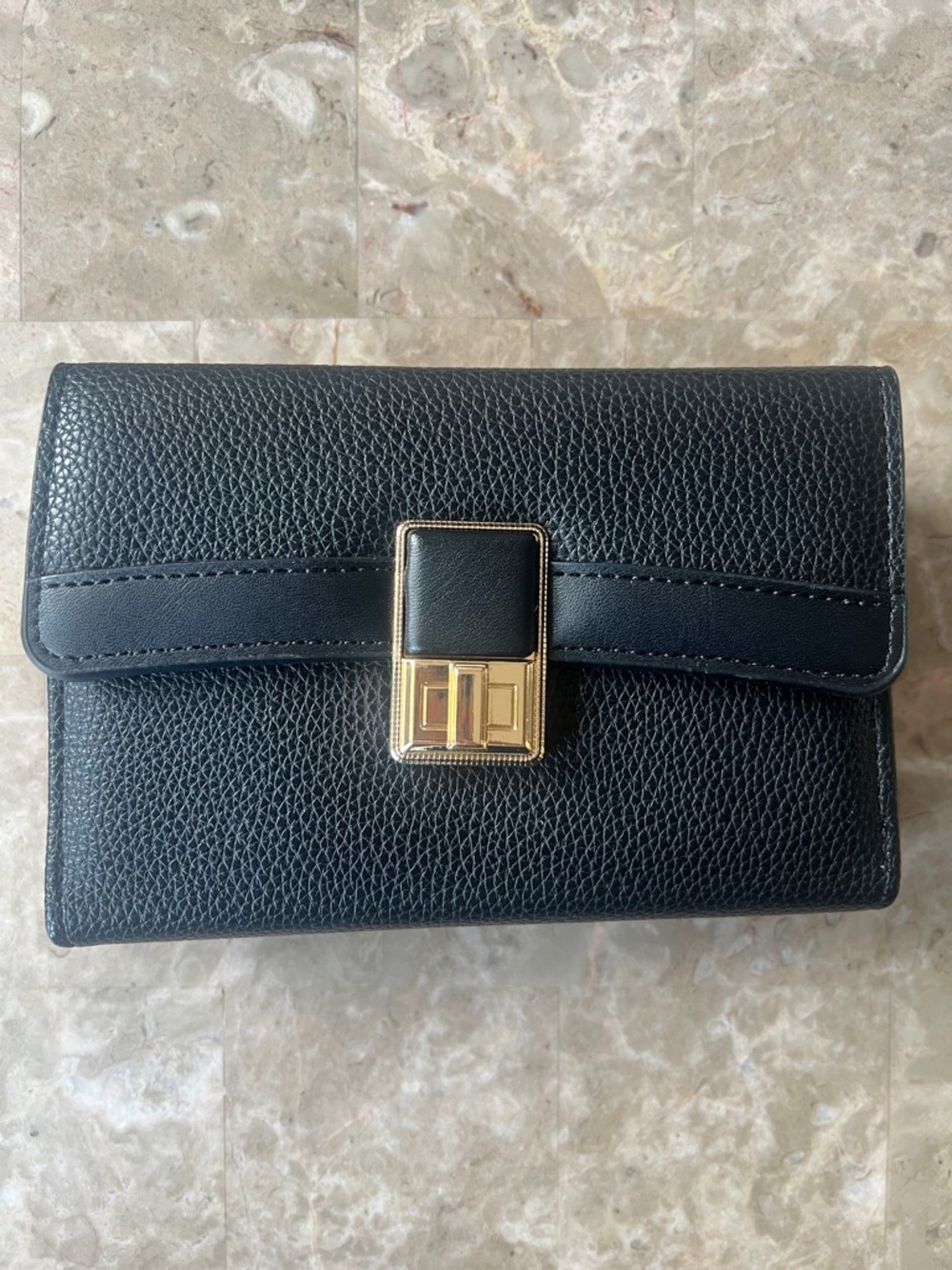 Vegan Leather Compact Wallet with Gold Hardware NWOT